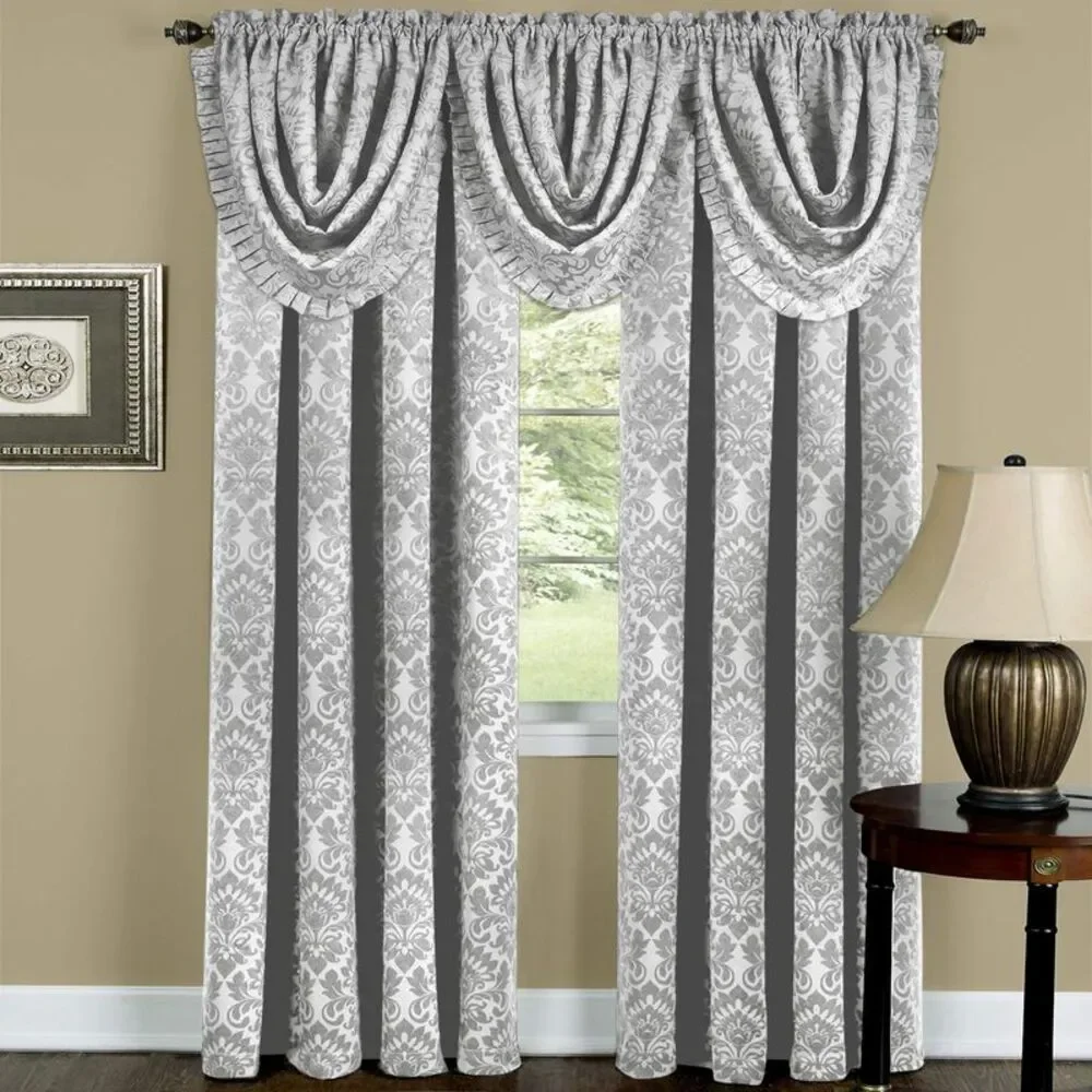 Achim Home Furnishing: Sutton Silver Floral Transitional Blackout Window Curtain